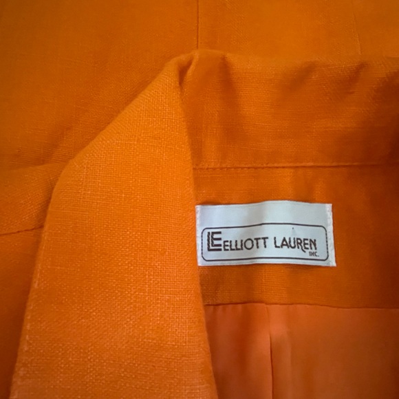 VTG USA Elliot Lauren Solid Orange Linen Suit 6 - Picture 7 of 7